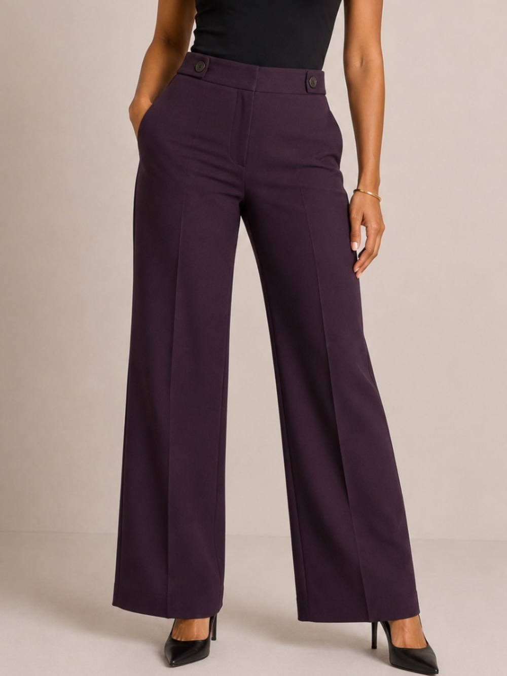 Loft Julie Wide Leg Pant Eggplant Size 6